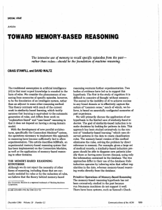 toward memory-based reasoning - Computer Science, Columbia
