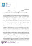 PhD studentship vacancy at SPERI: Sustainable resource use and