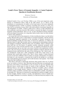 Lenski`s Power Theory of Economic Inequality: A Central Neglected