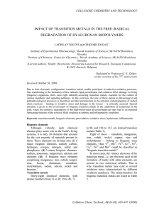 IMPACT OF TRANSITION METALS IN THE FREE–RADICAL