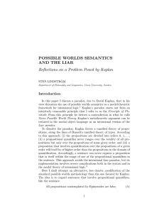 POSSIBLE WORLDS SEMANTICS AND THE LIAR Reflections on a
