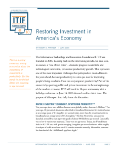 Restoring Investment in America`s Economy