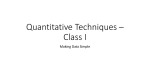 Quantitative Techniques * Class I