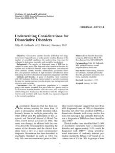 Underwriting Considerations for Dissociative Disorders