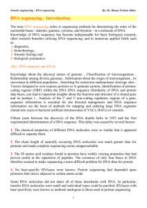 Genetic engineering : DNA sequencing By: Dr. Hanaa Farhan