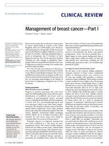CLINICAL REVIEW Management of breast cancer—Part I