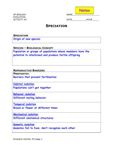 Speciation Notes