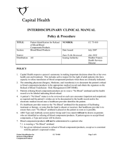 CC 75-010 Patient ID For Refusal Of Blood Components