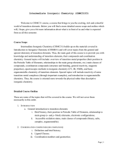 Intermediate Inorganic Chemistry (CHMC39Y)