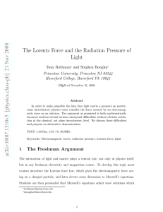 The Lorentz Force and the Radiation Pressure of Light