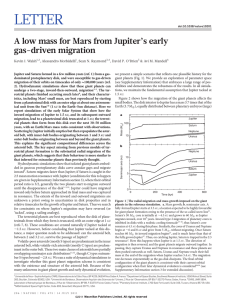 A low mass for Mars from Jupiter`s early gas