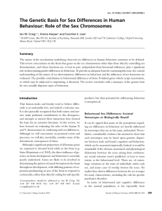 The Genetic Basis for Sex Differences in Human Behaviour: Role of