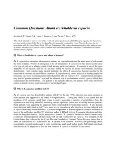 Common Questions About Burkholderia cepacia