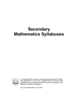 Secondary Mathematics Syllabuses