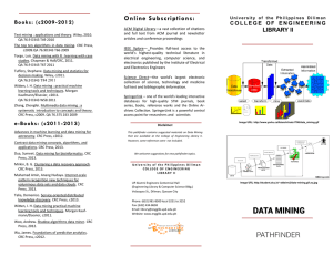 Data Mining (2014) - UP College of Engineering Library