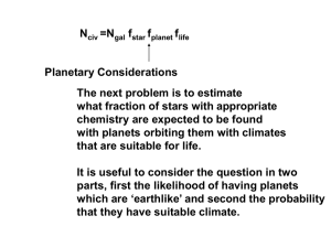 `earthlike` and second the probability that they have suitable climate