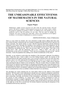 the unreasonable effectivenss of mathematics in the natural sciences