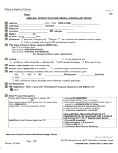 Admission Orders for Intracerebral Hemorrhagic Stroke