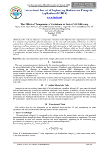 The Effect of Temperature Variations on Solar Cell Efficiency