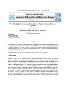 Portfolio Optimization using Particle Swarm Optimization and