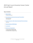 2015 Saint Louis University Cancer Center Annual