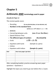 Student Workbook for Ordinary Level Maths - Arithmetic
