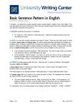 University Writing Center - Basic Sentence Pattern in English