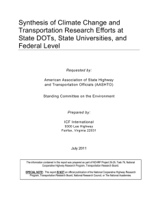 Synthesis of Climate Change and Transportation Research Efforts at