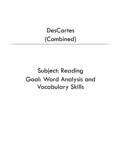 Word Analysis and Vocabulary Skills