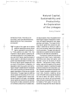 Natural Capital, Sustainability and Productivity