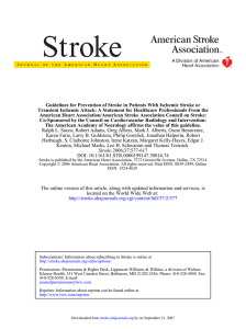 ASA: Guidelines for Prevention of Stroke in Patients With Ischemic