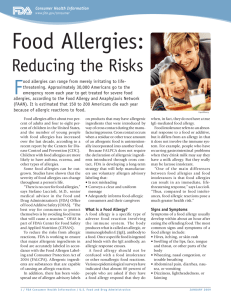 Consumer Updates > Food Allergies: Reducing the Risks