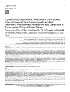 Thyroid-Stimulating Hormone, Triiodotyronine and Thyroxine