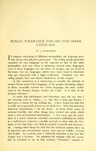 Roman Tolerance Toward the Greek Language.