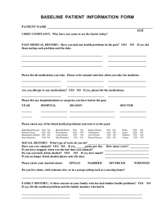 BASELINE PATIENT INFORMATION FORM