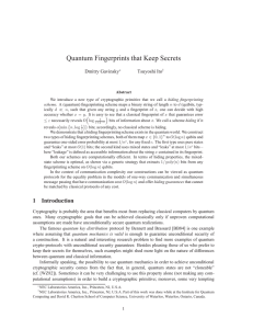 Quantum Fingerprints that Keep Secrets