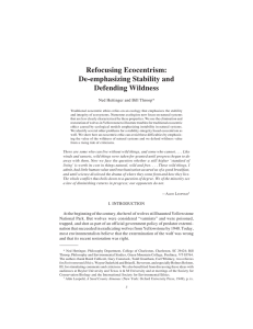 Refocusing Ecocentrism: De-emphasizing Stability