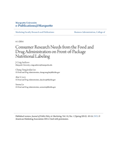 Consumer Research Needs from the Food and Drug Administration