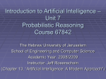 Introduction to Artificial Intelligence – Course 67842