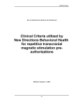 Clinical Criteria utilized by New Directions Behavioral Health for
