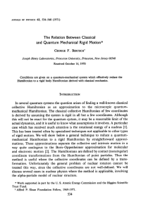 The Relation Between Classical and Quantum Mechanical Rigid