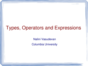 Types, Operators and Expressions