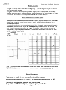 LESSON 5 Vectors and Coordinate Geometry Analvtic aeometrv
