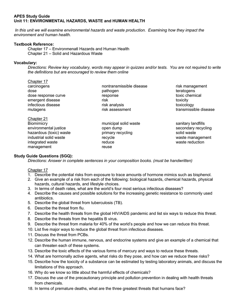 Disposal and management of solid waste : pathogens and diseases