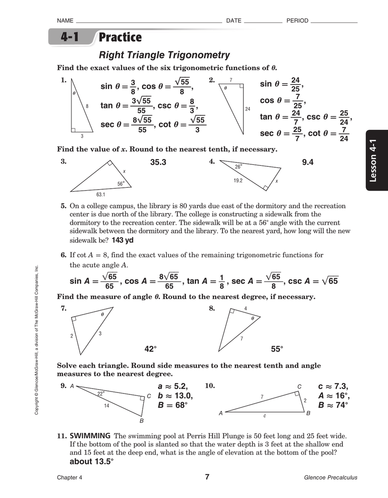 Practice Intended For Right Triangle Word Problems Worksheet