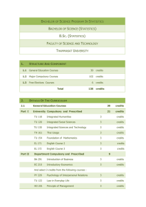 BACHELOR OF SCIENCE PROGRAM IN STATISTICS BACHELOR