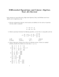 Differential Equations and Linear Algebra Test #2 Review