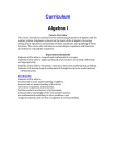 Curriculum Algebra I