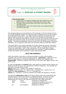 Topic 10: GEOLOGY of SYDNEY REGION