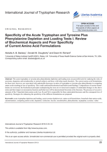 International Journal of Tryptophan Research Specificity of the Acute